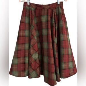 ModCloth Plaid Midi Skirt in Red and Green
